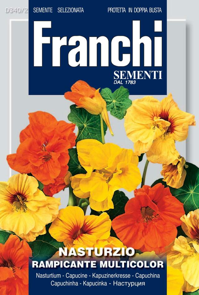 Nasturtium 'Rampicante' trailing seed packet from Greens of Ireland - approx. 40 seeds per card