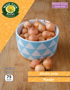 Onion Sets <p> Radar</p> - Green's of Ireland Online Garden Shop.  Garlic and Onions, West Cork Bulbs, Daffodil Bulbs, Tulip Bulbs, Crocus Bulbs, Autumn Bulbs, Bulbs, Cheap Bulbs
