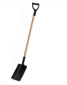 Ermet Garden Shovel Straight spade • Beech, lacquered, strong handle • Ergonomic HDPE grip • Hardened steel head Made 100% in EU. Weight 1700g Length 1250mm Colour Black/Natural Material Hardened steel, beech wood. Made in 100% in EU Green's of Ireland - Online Garden Shop
